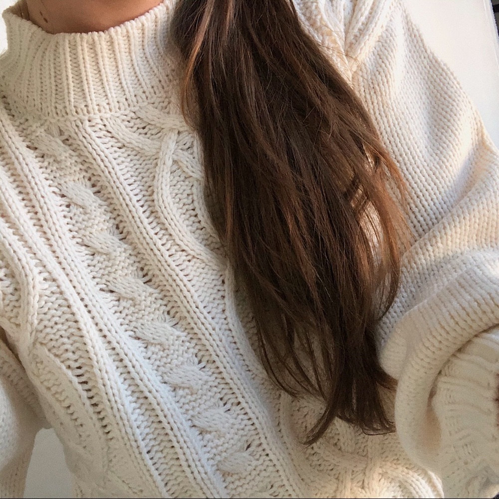 THE CABLE KNIT SWEATER — In Cream - Picture 4 of 10